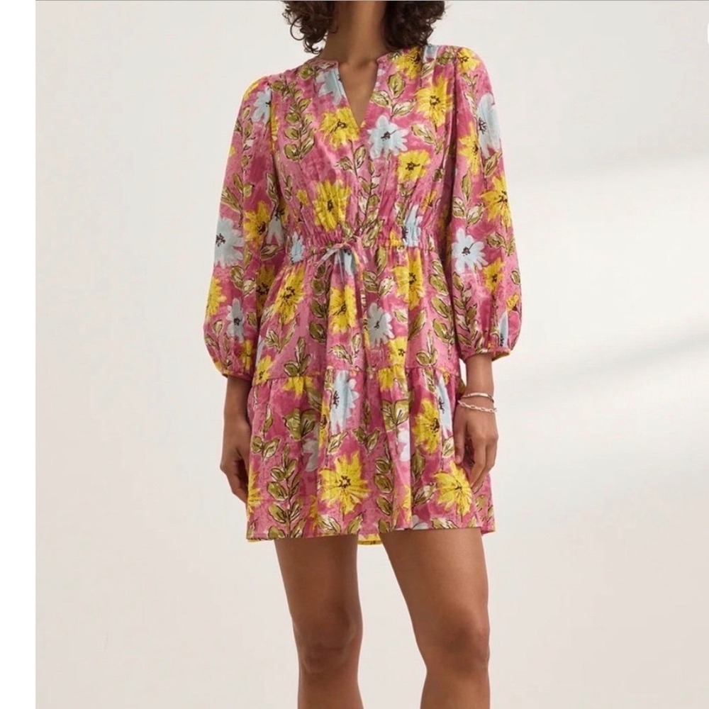 Velvet Graham & Spencer Sharlene Garden Print Dress M Floral Boho Tiered